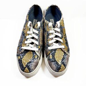 STEVE MADDEN Snakeskin Print Leather Platform Sneakers Multicolor Size 10M